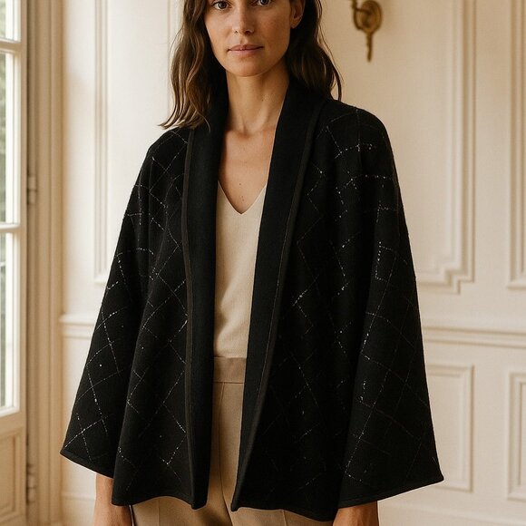 Vesna Bricelj Vintage Black wool cardigan jacket size Large - Picture 1 of 11